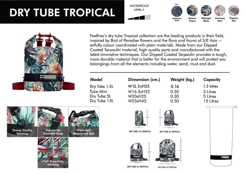 กระเป๋ากันน้ำ FEELFREE  DRY TUBE TROPICAL15L สี TEAL/RED